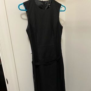 Black with thin gray stripes Work dress
